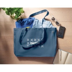 Sac de Plage Éco-responsable en Toile Recyclée 280 gr/m² - RESPECT COLOURED Matières : coton recyclé Couleurs : bleu personnalis