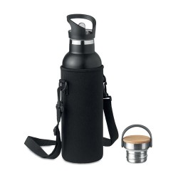 Gourde à double paroi personnalisée 700ml TIKSI Matières : acier inoxydable Couleurs : noir