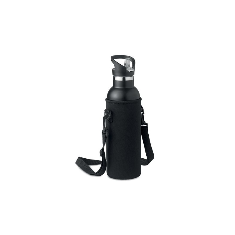 Gourde à double paroi personnalisée 700ml TIKSI Matières : acier inoxydable Couleurs : noir personnalisable avec votre logo
