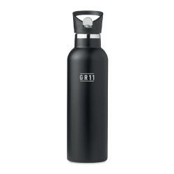 Gourde à double paroi personnalisée 700ml TIKSI Matières : acier inoxydable Couleurs : noir goodies publicitaire événementiel