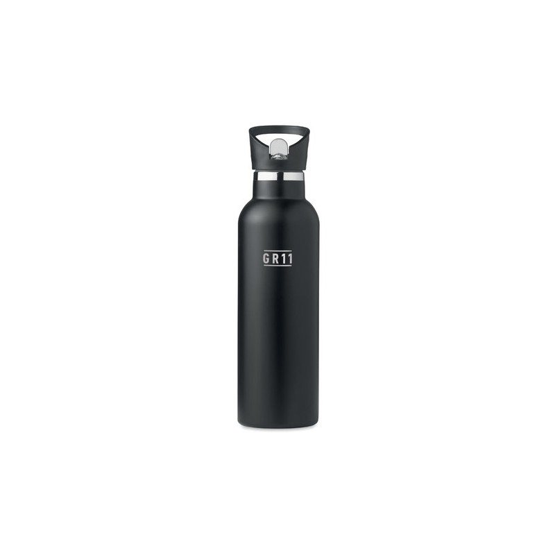 Gourde à double paroi personnalisée 700ml TIKSI Matières : acier inoxydable Couleurs : noir goodies publicitaire événementiel