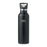 Gourde à double paroi personnalisée 700ml TIKSI Matières : acier inoxydable Couleurs : noir goodies publicitaire événementiel