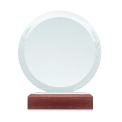 Trophée Ronde Personnalisé Élégant KEEN Matières : verre Couleurs : marron cadeau entreprise pas cher