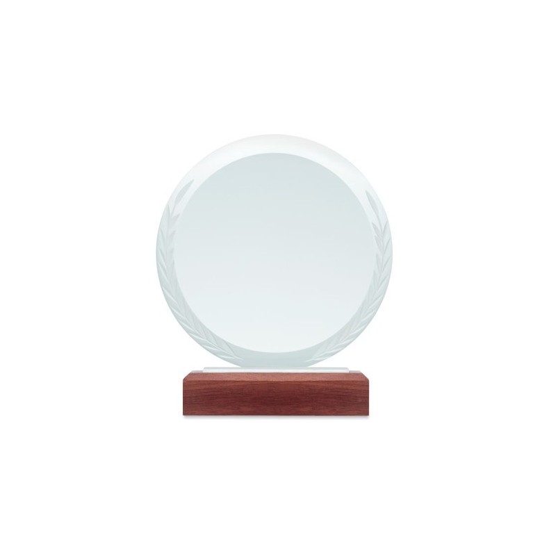 Trophée Ronde Personnalisé Élégant KEEN Matières : verre Couleurs : marron cadeau entreprise pas cher