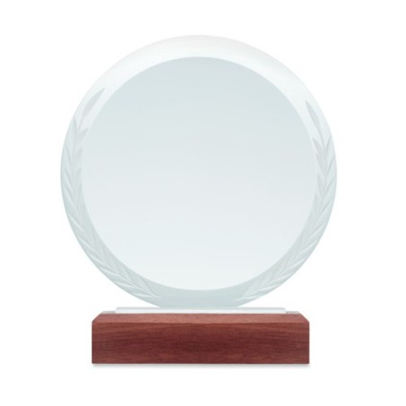 Trophée Ronde Personnalisé Élégant KEEN Matières : verre Couleurs : marron cadeau entreprise pas cher