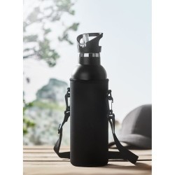 Gourde à double paroi personnalisée 700ml TIKSI Matières : acier inoxydable Couleurs : noir impression haute définition