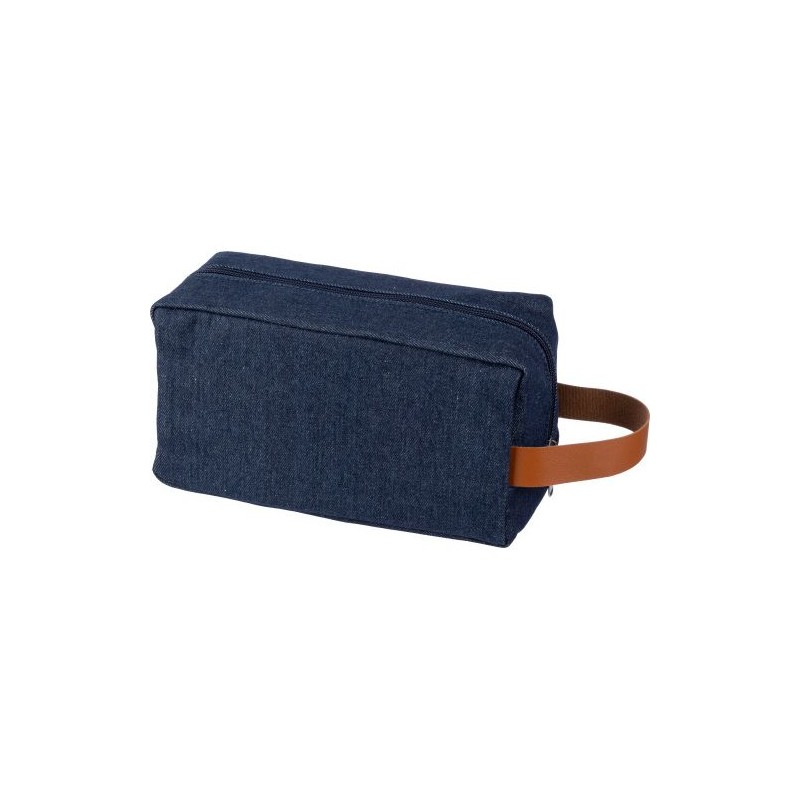 Trousse de toilette en denim personnalisée pas cher - Marianne Matières : polyester Couleurs : bleu personnalisable avec votre l