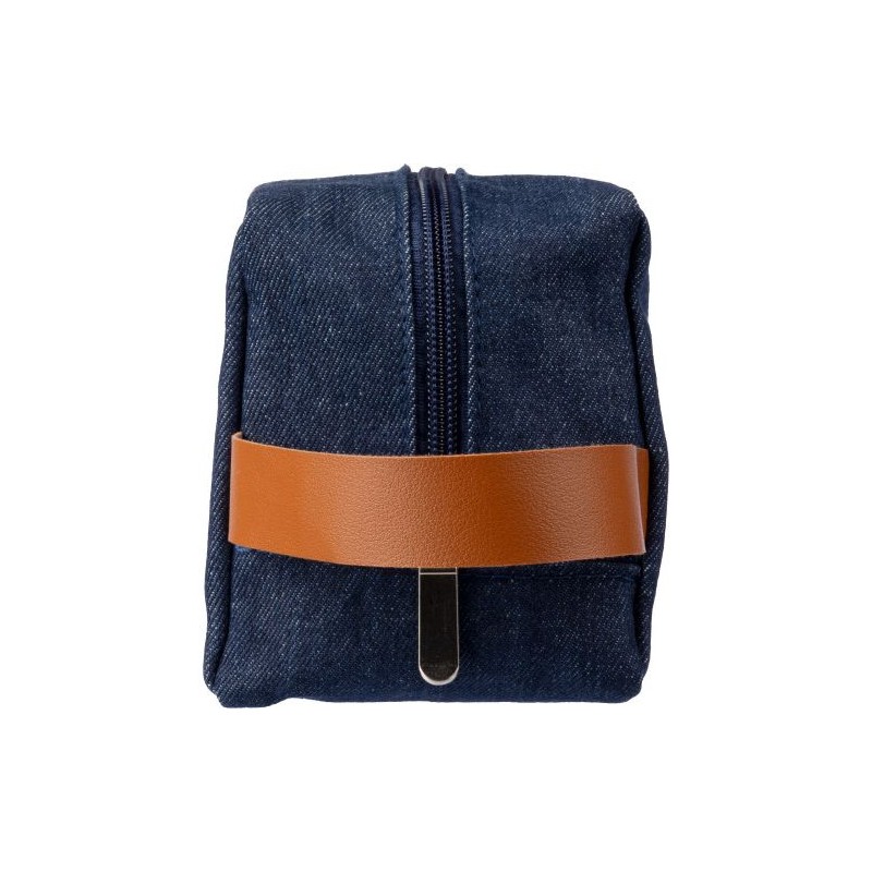 Trousse de toilette en denim personnalisée pas cher - Marianne Matières : polyester Couleurs : bleu impression haute définition