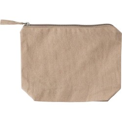 Trousse de maquillage  en coton recyclé Cressida Matières : coton Couleurs : kaki personnalisable avec votre logo