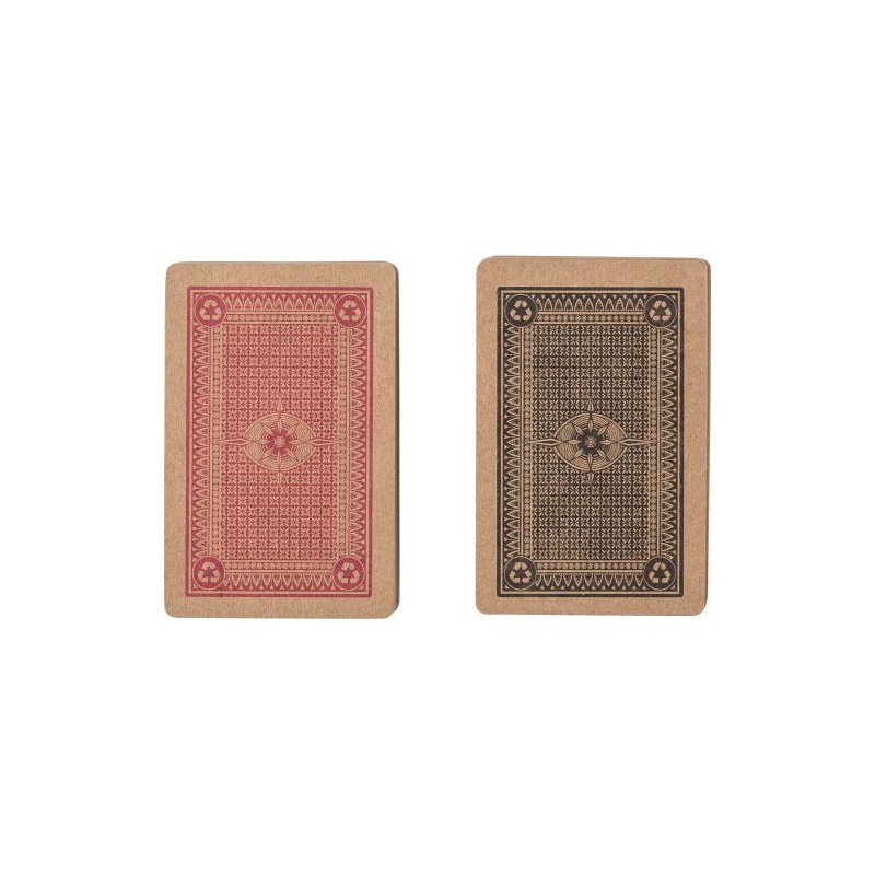 Set  de 2 jeux de cartes en carton recyclé - Arwen Matières : carton Couleurs : brun personnalisable avec votre logo