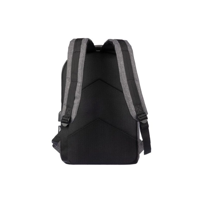 Sac à dos  porte-ordinateur personnalisé en rPET - Henrik Matières : polyester Couleurs : noir goodies entreprise design