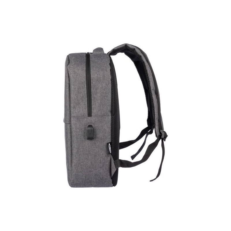 Sac à dos  porte-ordinateur personnalisé en rPET - Henrik Matières : polyester Couleurs : noir objet publicitaire robuste