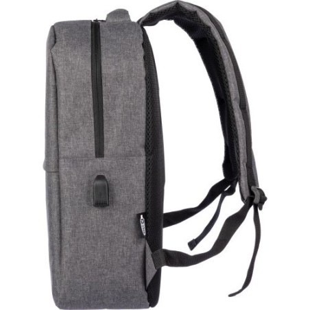 Sac à dos  porte-ordinateur personnalisé en rPET - Henrik Matières : polyester Couleurs : noir objet publicitaire robuste