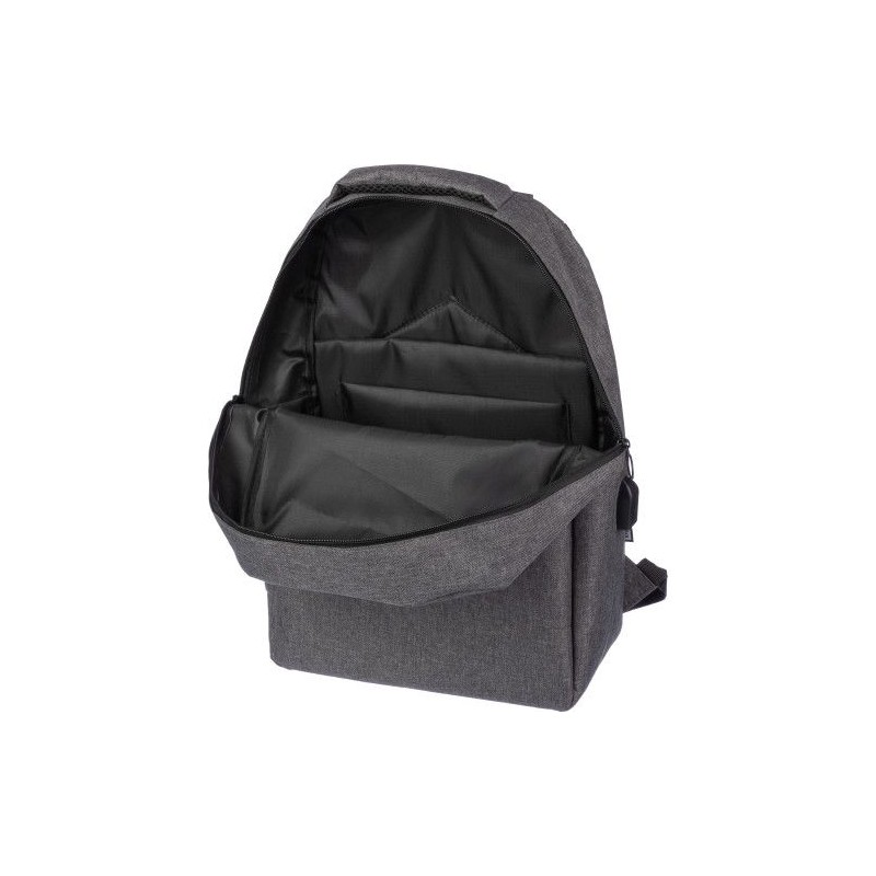 Sac à dos  porte-ordinateur personnalisé en rPET - Henrik Matières : polyester Couleurs : noir goodies personnalisé en stock