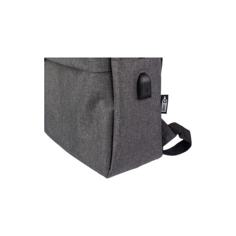 Sac à dos  porte-ordinateur personnalisé en rPET - Henrik Matières : polyester Couleurs : noir objet promo petit budget