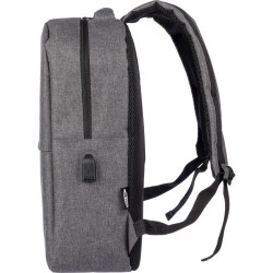 Sac à dos  porte-ordinateur personnalisé en rPET - Henrik Matières : polyester Couleurs : gris marquage couleur éclatante