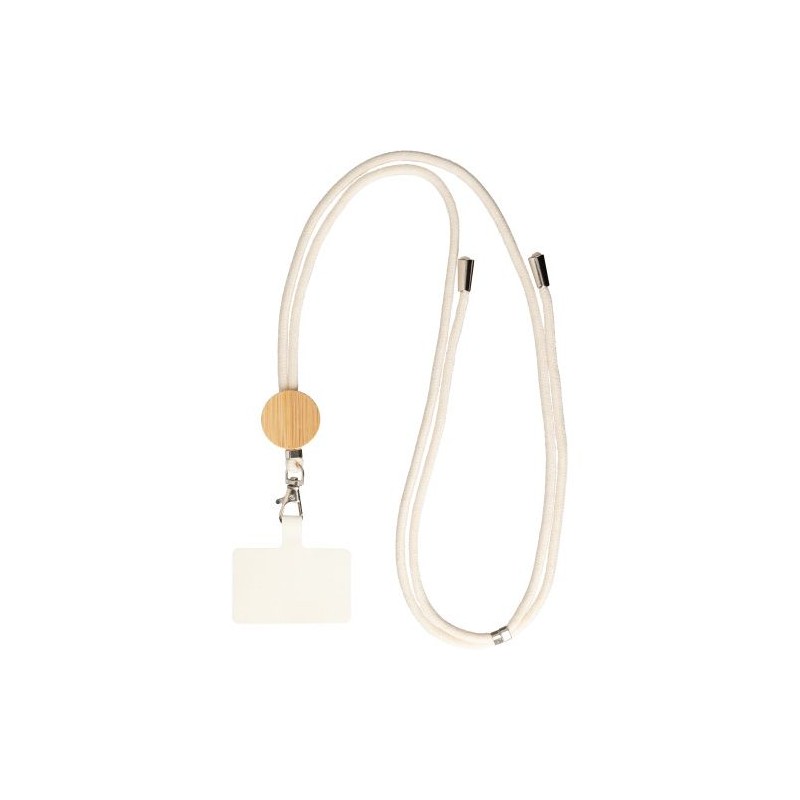 Porte-téléphone lanyard personnalisé en coton - Lucia Matières : bambou Couleurs : sable