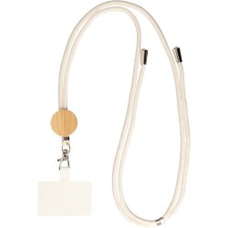 Porte-téléphone lanyard personnalisé en coton - Lucia Matières : bambou Couleurs : sable 2