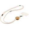 Porte-téléphone lanyard personnalisé en coton - Lucia Matières : bambou Couleurs : sable marquage laser ultra précis