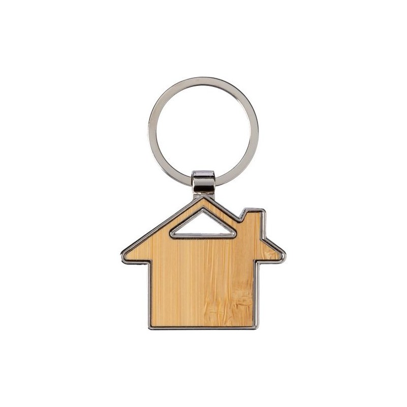 Porte-clés personnalisés en zinc et bambou - Bernd Matières : bambou Couleurs : brun personnalisable avec votre logo