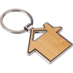 Porte-clés personnalisés en zinc et bambou - Bernd Matières : bambou Couleurs : brun marquage laser ultra précis