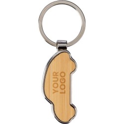 Porte-clés Éco-responsable en Zinc et Bambou - Angelika Matières : bambou Couleurs : brun cadeau entreprise pas cher