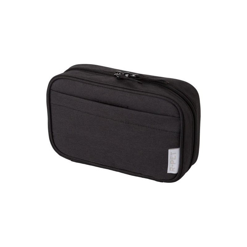 Pochette de voyage  en rPET 600D personnalisée - Calix Matières : polyester Couleurs : noir marquage laser ultra précis