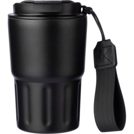 Mug isotherme personnalisé en inox - Louisa Matières : bois Couleurs : noir