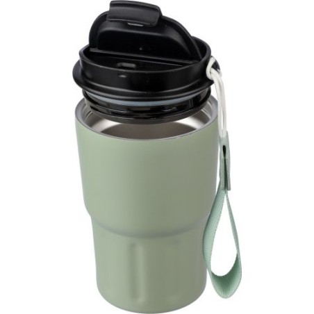 Mug isotherme personnalisé en inox - Louisa Matières : bois Couleurs : noir personnalisable avec votre logo