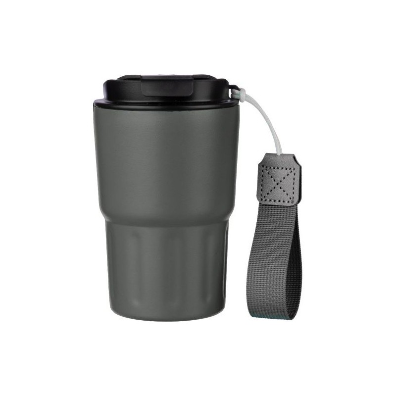 Mug isotherme personnalisé en inox - Louisa Matières : bois Couleurs : gris personnalisable avec votre logo