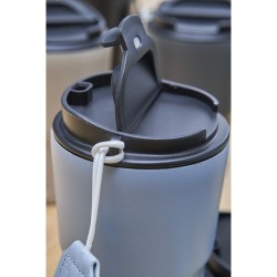 Mug isotherme personnalisé en inox - Louisa Matières : bois Couleurs : gris objet promotionnel éco-responsable