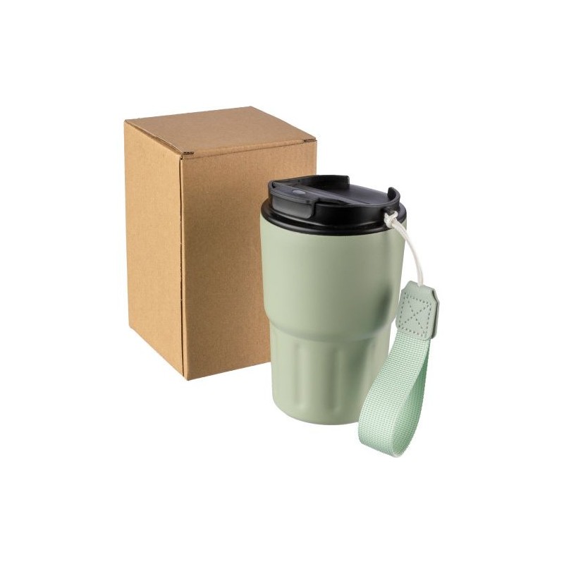 Mug isotherme personnalisé en inox - Louisa Matières : bois Couleurs : gris cadeau collaborateur premium