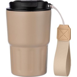 Mug isotherme personnalisé en inox - Louisa Matières : bois Couleurs : beige cadeau entreprise pas cher