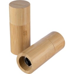Ensemble de deux moulins personnalisés en bambou - Christine Matières : bambou Couleurs : brun cadeau collaborateur premium
