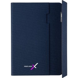 Conférencier Éco-responsable A5 en rPET - Tamara, Cadeau Personnalisé pas cher Matières : polyester Couleurs : bleu impression l