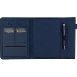 Conférencier Éco-responsable A5 en rPET - Tamara, Cadeau Personnalisé pas cher Matières : polyester Couleurs : bleu marquage cou