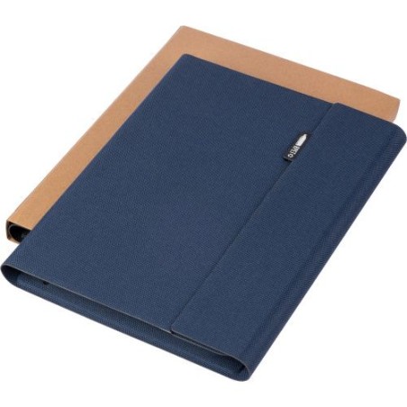 Conférencier Éco-responsable A5 en rPET - Tamara, Cadeau Personnalisé pas cher Matières : polyester Couleurs : bleu personnalisa