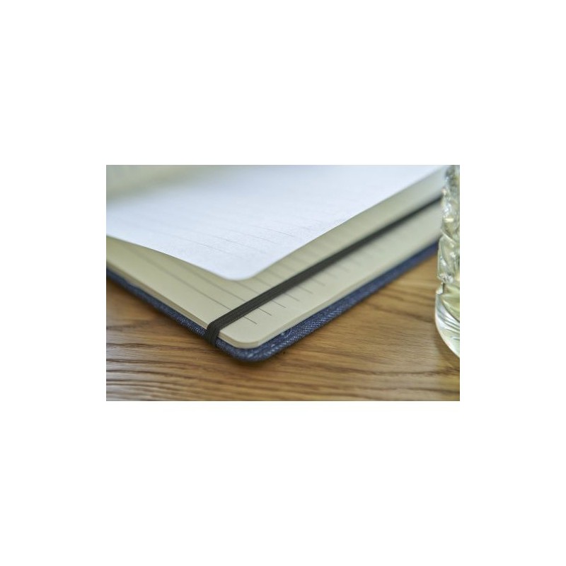Carnet A5 personnalisé en denim - Alfred, idéal pour vos notes pas cher Matières : polyester Couleurs : bleu impression haute dé
