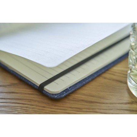 Carnet A5 personnalisé en denim - Alfred, idéal pour vos notes pas cher Matières : polyester Couleurs : bleu impression haute dé