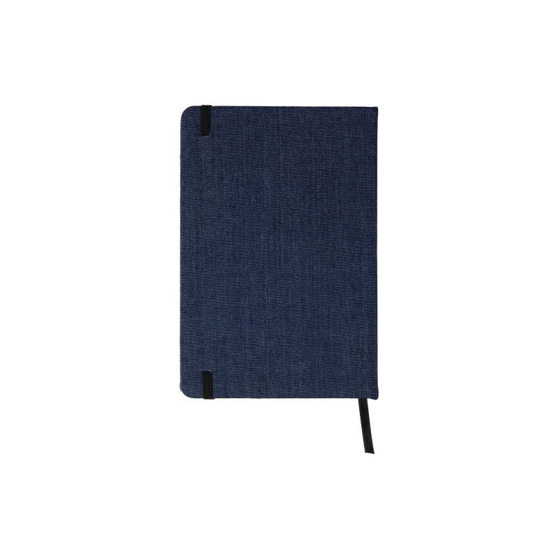 Carnet A5 personnalisé en denim - Alfred, idéal pour vos notes pas cher Matières : polyester Couleurs : bleu marquage laser ultr