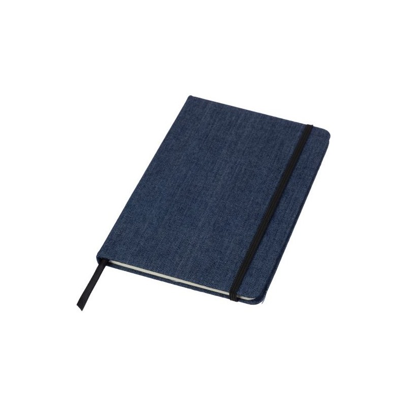 Carnet A5 personnalisé en denim - Alfred, idéal pour vos notes pas cher Matières : polyester Couleurs : bleu personnalisation ra