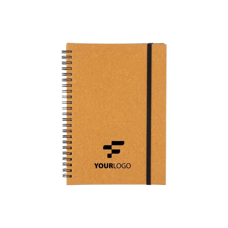 Carnet personnalisé A5 en cuir recyclé  - Egon Matières : cuir Couleurs : brun objet promotionnel éco-responsable