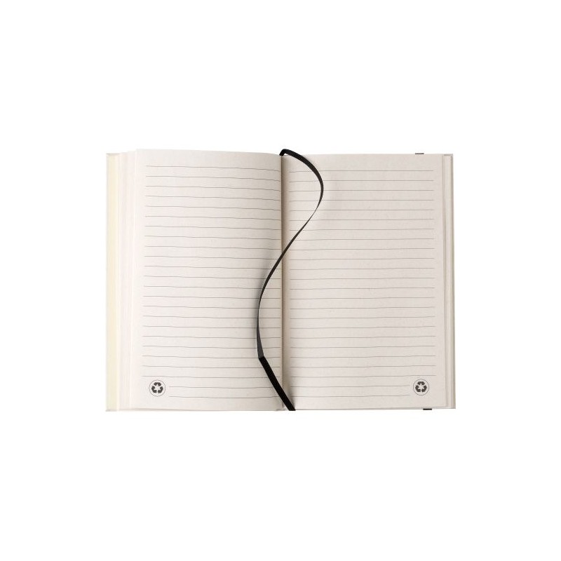 Carnet A5  en carton recyclé personnalisé Hudson Matières : caoutchouc Couleurs : blanc cadeau entreprise pas cher