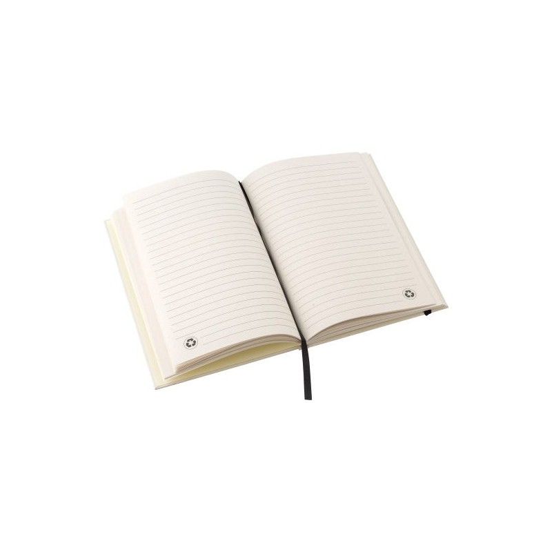 Carnet A5  en carton recyclé personnalisé Hudson Matières : caoutchouc Couleurs : blanc impression haute définition