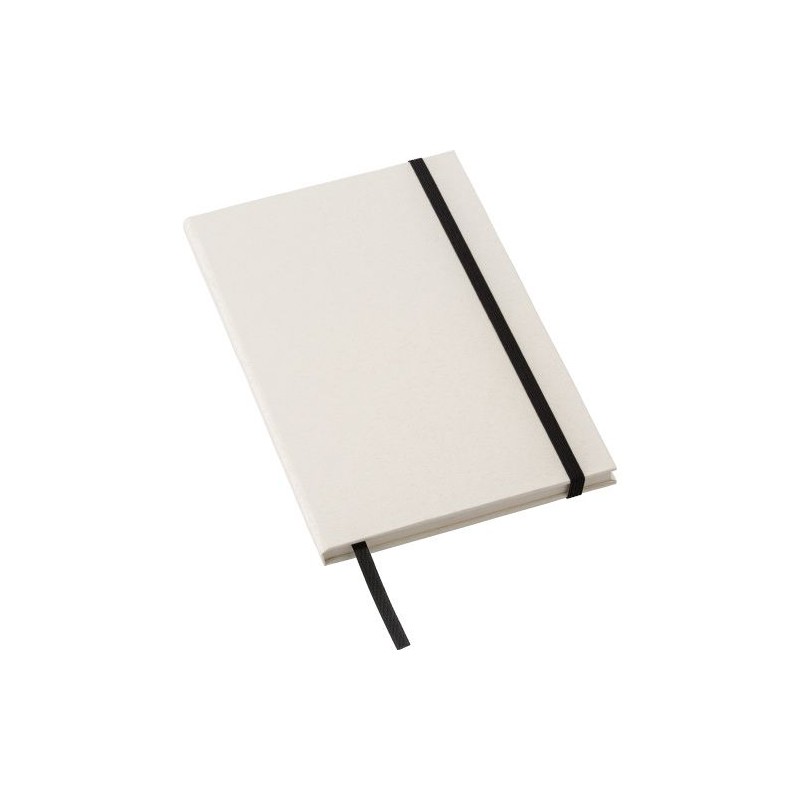 Carnet A5  en carton recyclé personnalisé Hudson Matières : caoutchouc Couleurs : blanc objet promotionnel éco-responsable