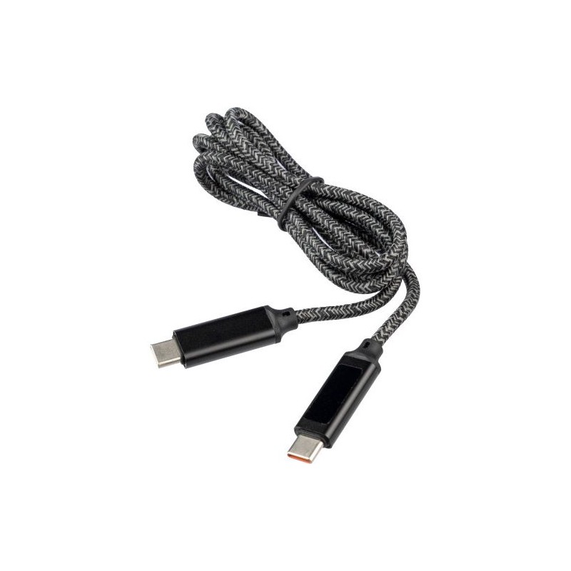 Câble de charge et de transfert en tissu nylon 65W personnalisé Claudia Matières : coton Couleurs : noir personnalisable avec vo
