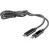 Câble de charge et de transfert en tissu nylon 65W personnalisé Claudia Matières : coton Couleurs : noir marquage laser ultra pr