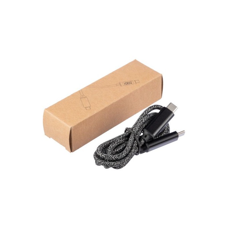 Câble de charge et de transfert en tissu nylon 65W personnalisé Claudia Matières : coton Couleurs : noir livraison express 24h 4