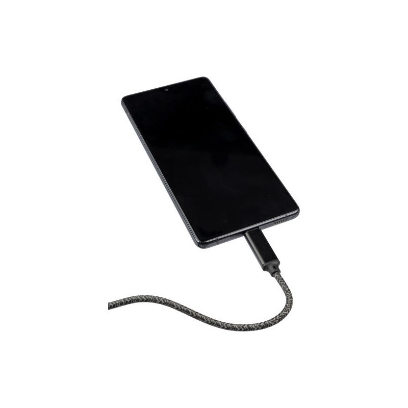 Câble de charge personnalisé en nylon 100W Gerd Matières : coton Couleurs : noir impression haute définition