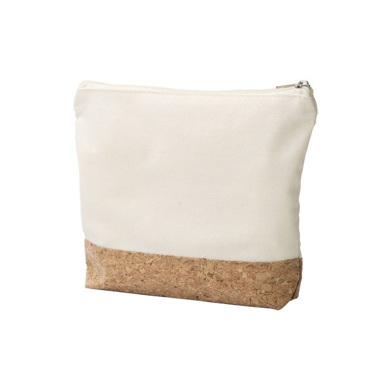 Trousse de Toilette Éco-responsable en Coton et Liège Personnalisée Teagan Matières : liège Couleurs : kaki personnalisable avec